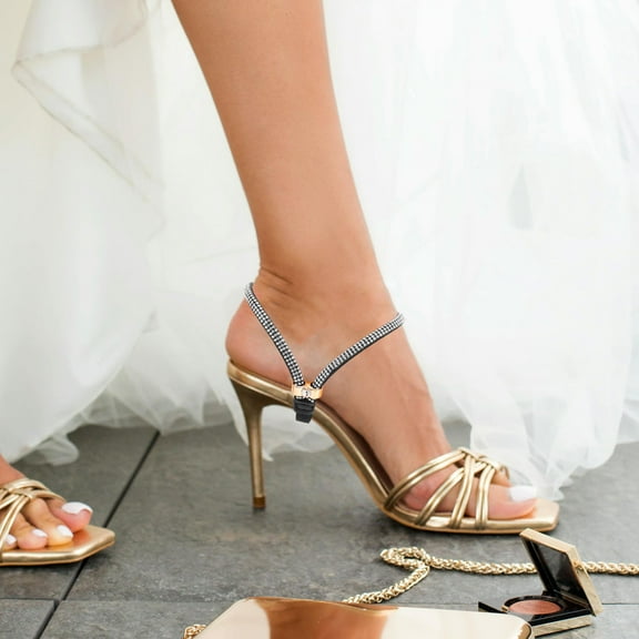 GOOHOCHY 6 Pairs High Heel Rhinestone Shoe Straps Detachable Elastic Non-Slip Shoe Bands for Loose Heels Sandals Shoe Slippers Accessories