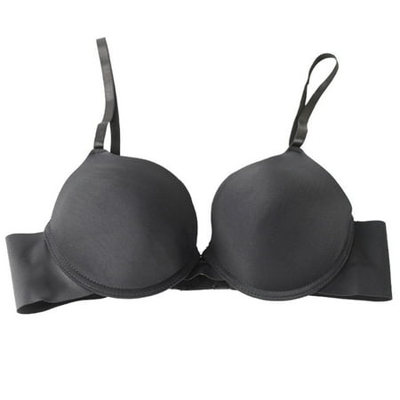 Bigersell Cotton Bras for Women Wirefree Clearance Padded Push up Bras for Women Balconette Bra Style B2719 V-Neck Seamless Bras Hook and Eye Bra Closure Big Girls Size Lounge Bras for Women Black M