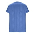 thumbnail image 6 of QATAINLAV Short Sleeve V Neck Shirts for Women Casual Button Eyelet Summer Tops Solid Color Loose Henley Shirts Beach Vacation Outfits Blue M, 6 of 10