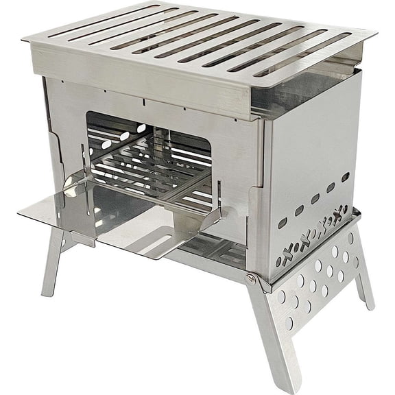 Mini Portable Charcoal Grill Stainless Steel Folding BBQ Grill Small Desk Tabletop Grill for Outdoor Camping Picnics Garden Beach