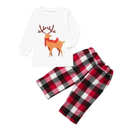 

NECHOLOGY Christmas Pajamas for Family Plaid Button up Christmas Pjs Deer Plaid before Christmas Pajamas for Family Suit A 7-8 Years