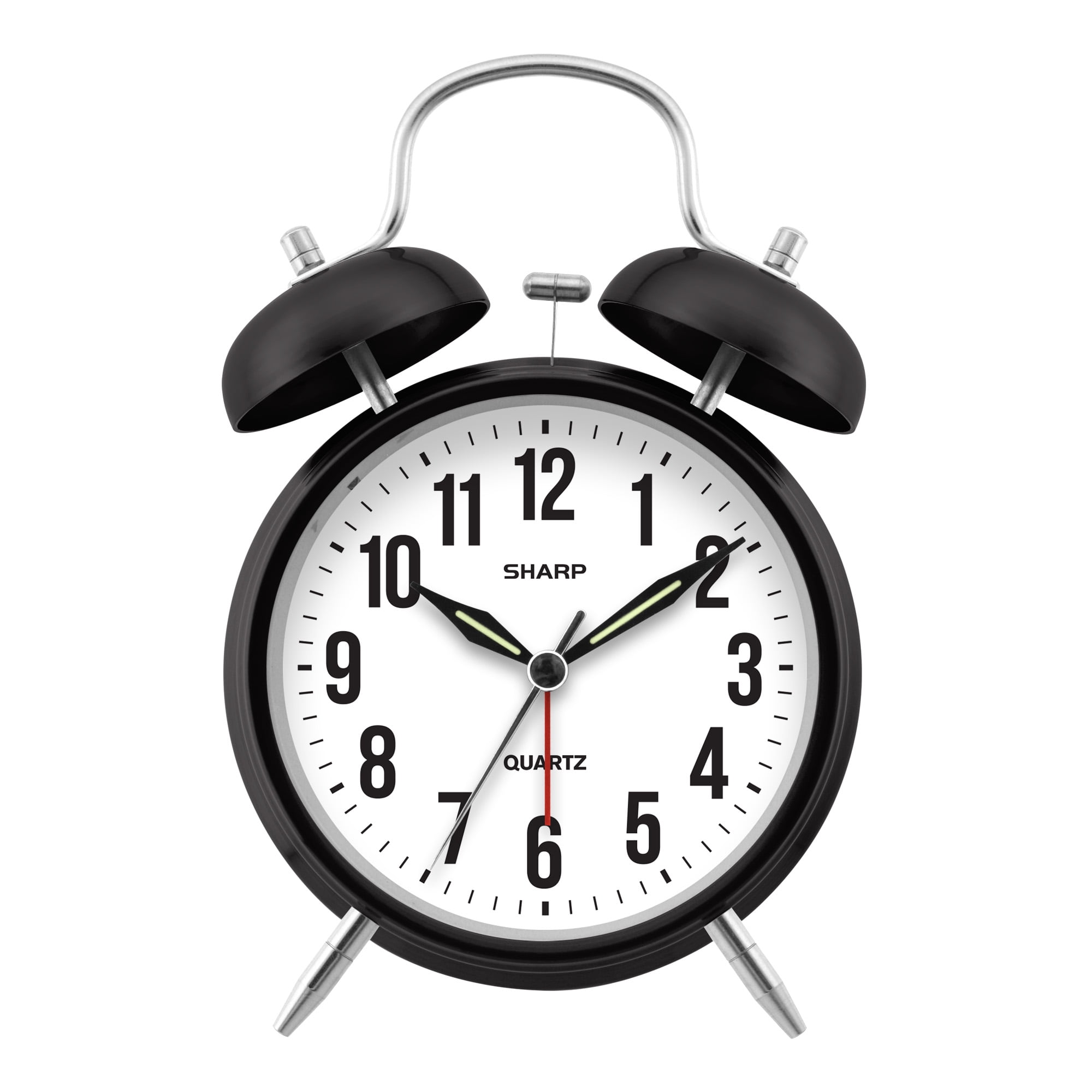 Sharp Twin Bell Quartz Analog Alarm Clock, Black, SPC843 - Walmart.com