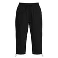 thumbnail image 6 of AHTJRT Cargo Capri Pants for Women Waterproof Drawstrings Elastic Waist Pants with Adjustable Cuffs Multiple Pockets Hiking Running Trousers Black XXL, 6 of 6