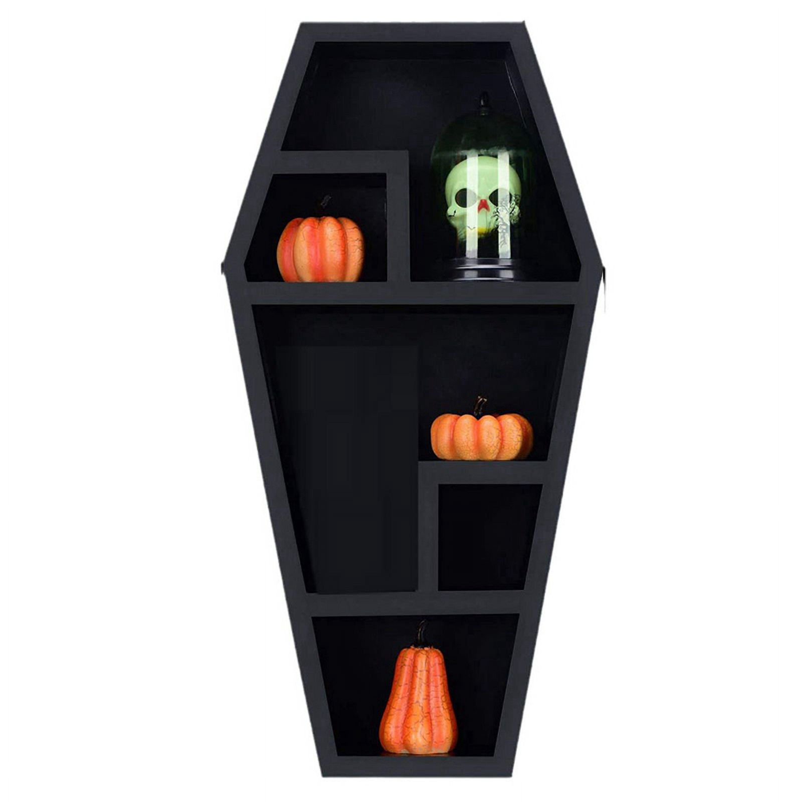Coffin Shelf - Solid PVC Black Floating Wall Shelves for Home Bedroom Living Room Bathroom Spooky Gothic Decor
