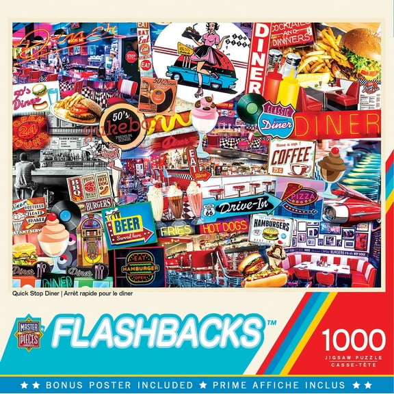 MasterPiece -Flashbacks 1000 Piece Jigsaw Puzzle - Quick Stop Diner - 19.25"x26.75"