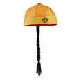 thumbnail image 2 of Gorra de Emprerador Chino con Trenzas Sombrero Divertuido de Novedad con Cola de Accesorios para Disfraces Amarillo, 2 of 8