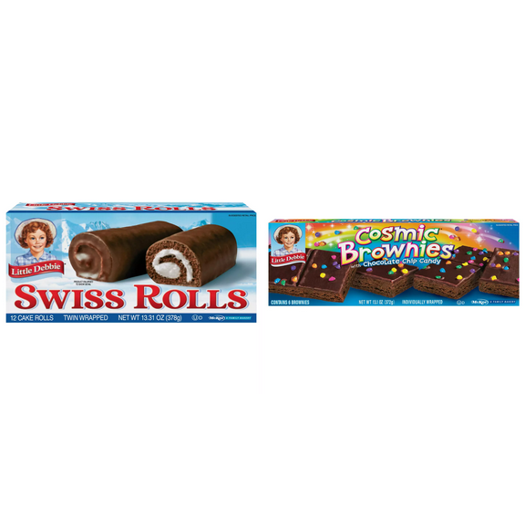 Little Debbie Swiss Rolls, Twin Wrapped, 12 ct&Little Debbie Cosmic Brownies, 6 ct