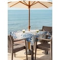 thumbnail image 2 of Blue Eucalyptus Coastal Outdoor Tablecloth - 54x54 Inch Square Dining Table Cover, Beach Starfish Shell Nautical Vintage Waterproof Outdoor Table Cloth with Umbrella Hole & Zipper for Picnic/Patio, 2 of 7