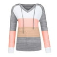 thumbnail image 4 of Xudanell Women's Sweaters Color Block Knit Pullovers Long-Style Fall Hoodies Sweaters for Women Trendy Pink XXXXXL, 4 of 4