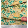 thumbnail image 3 of Soimoi Beige Poly Georgette Fabric Leaves & Magnolia Floral Printed Fabric 1 Yard 42 Inch Wide, 3 of 3