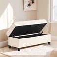 thumbnail image 2 of GZXS Flip-Top Storage Bench, 50" Upholstered Fabric Ottoman with Spacious Hidden Storage, Multi-Functional Footrest and Extra Seating for Living Room, Bedroom, or Entryway (Beige), 2 of 9