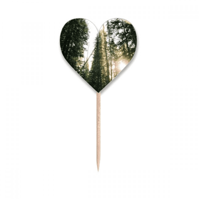 Green Forestry Science Nature Scenery Toothpick Flags Heart Lable Cupcake Picks