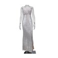 thumbnail image 1 of Vestidos de fiesta con escote en V, lentejuelas y tirantes finos con abertura, vestido de noche largo con purpurina, vestido formal para mujer, 1 of 4