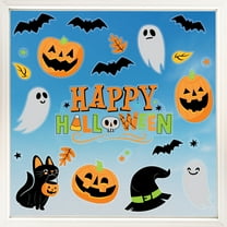 Big Dot of Happiness Jack-O'-Lantern Halloween Window Clings, Reusable Window Sticker Decorations, Halloween Decals Static Clings for Kids Party