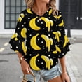 thumbnail image 3 of Banana Women's V-Neck Blouse With 3/4 Ruffled Bell Sleeves Casual Top Ladies Blouses, 3 of 7