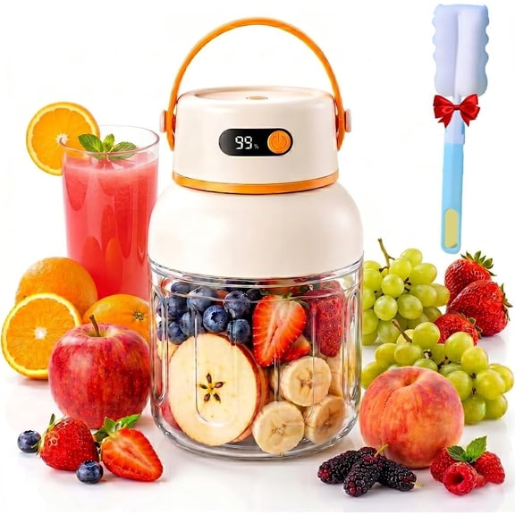 Portable Electric Juicer Cup with Zero Cord Hassle, USB-C Rechargeable Wireless Juicer Cup with 36 Blades, Rechargeable Personal Blender with 18000RPM High Speed for Gym, Office, Travel (800ml)