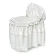 Badger Basket Portable Bassinet n Cradle with Toybox Base and Long Skirt - White