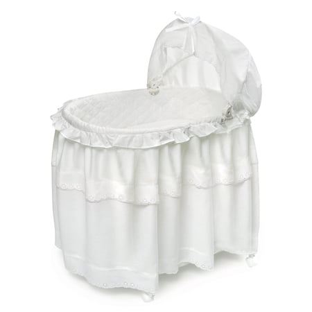 Badger Basket Portable Bassinet n Cradle with Toybox Base and Long Skirt - White
