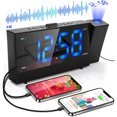 thumbnail image 1 of Väckarklocka för takprojektion, digital väckarklocka med 180° projektion, FM-radio, två USB portar, snooze-larm, 12/24H, 4 projektion, 1 of 5
