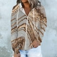 thumbnail image 2 of Full Zip up Hoodie Jackets with Pockets Womens Hooded Fashion Print Casual Zipper Sports Sweatshirt Coat Tops (Small, Khaki), 2 of 6