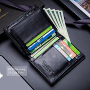 Leather Men Wallet RFID Genuine Leather 15 Card Slots Wallet Credit Card Holder