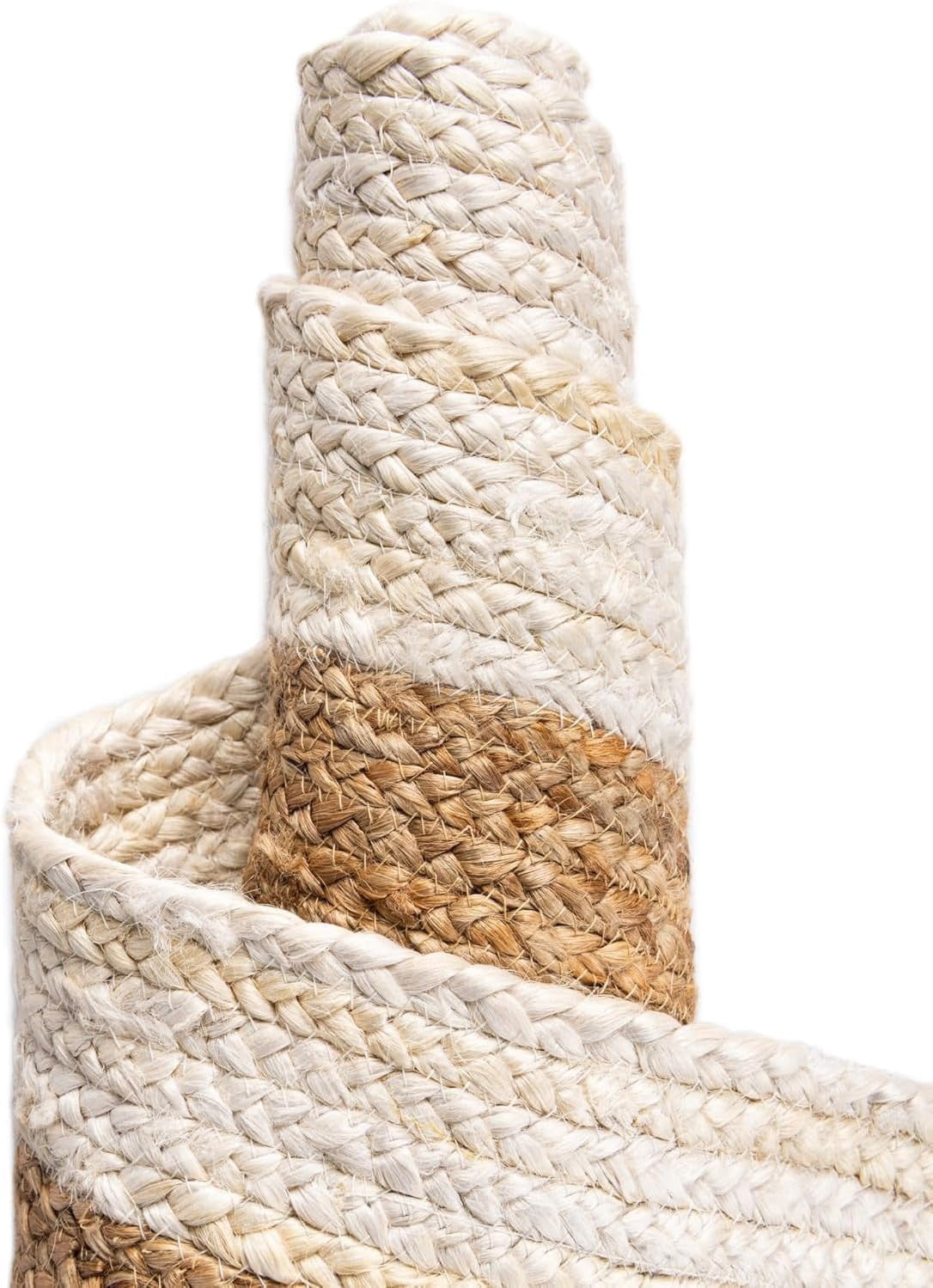 Indian Handmade Braided Inner Natural Jute with White Jute Border Design Area Rug 2 x 8 Feet (61 cm x 244 cm), Home Decor Rugs