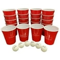 Beer Pong Cup Set with Funny Challenges, 20 Reusable Red Cups & 6 Ping Pong Balls