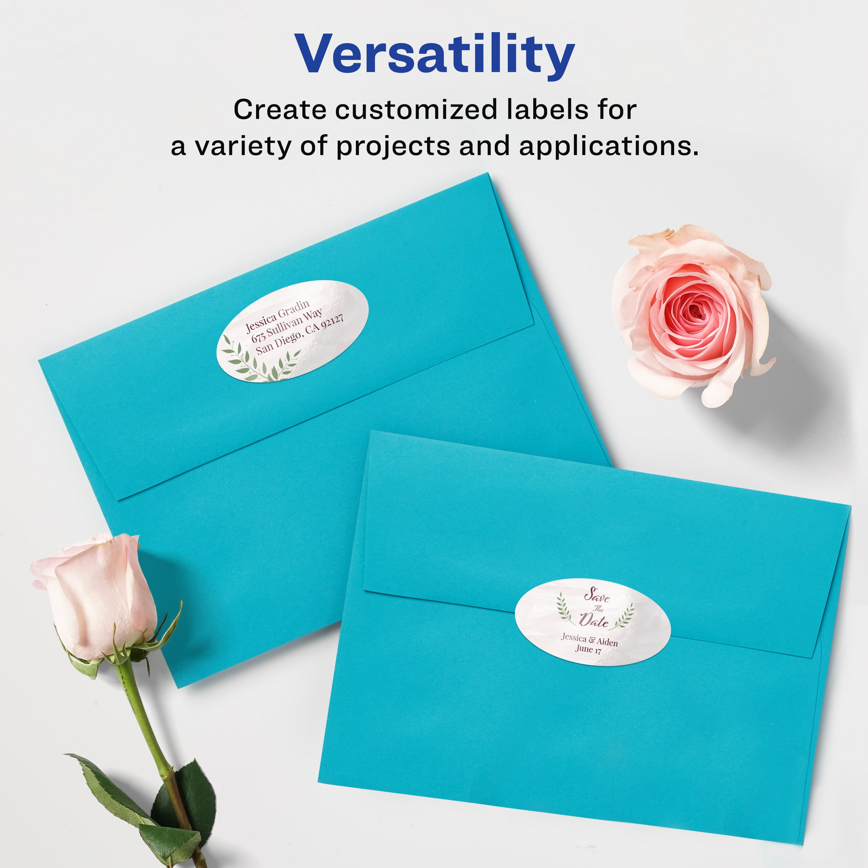 Avery Glossy White Oval Labels, 1" x 2", 600 Total