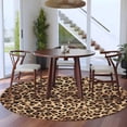 thumbnail image 3 of 7ft Round Rug, Leopard Printed Non-Skid Rubber Backing Large Area Rugs - Living Room Bedroom Home Office, Modern Animals Textured Brown Indoor Floor Mat Carpets Washable Rug, 3 of 9