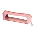 thumbnail image 3 of zhonghuaying 1 Pack Transparent Window Cosmetic Pouch Zippered Beauty Storage Bag Portable Travel Makeup Organizer with Multiple Solid Color Selections Pink, 3 of 5
