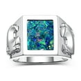 thumbnail image 1 of RYLOS Men's Rings Sterling Silver Designer Ring Tiger Head On Both Sides Diamond in the Eyes and Mosaic Opal Rings For Men Size 11, 1 of 6