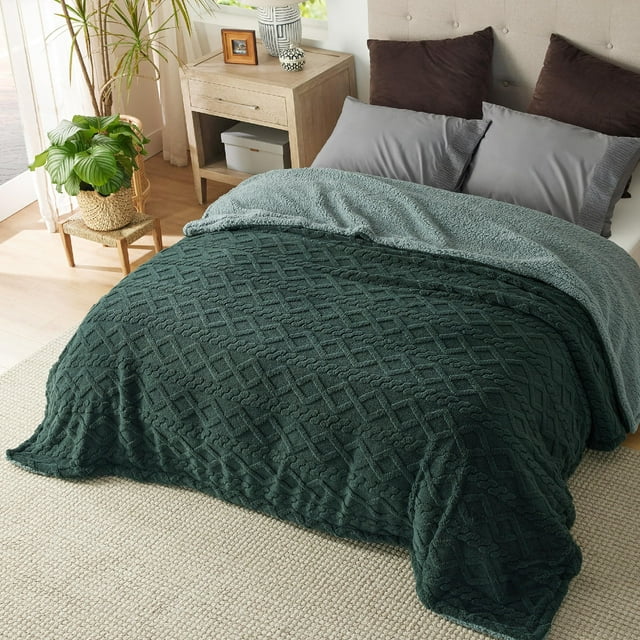 Manta Bedsure Sherpa de forro polar, tamaño king, suave y acogedora, para cama