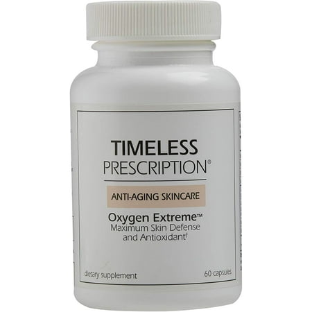 Timeless Prescription Oxygen Extreme Anti-Aging Supplement supports skin, immune, liver, cognitive, cardiovascular health with antioxidants like Vitamin A, C, E, Bilberry, Green Tea, Ginkgo & Milk
