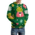 thumbnail image 5 of Cute Frog Pattern with Hearts Men's Women Vintage 3D Hooded Sweatshirt - All-Season Loose Fit Streetwear, 5 of 6
