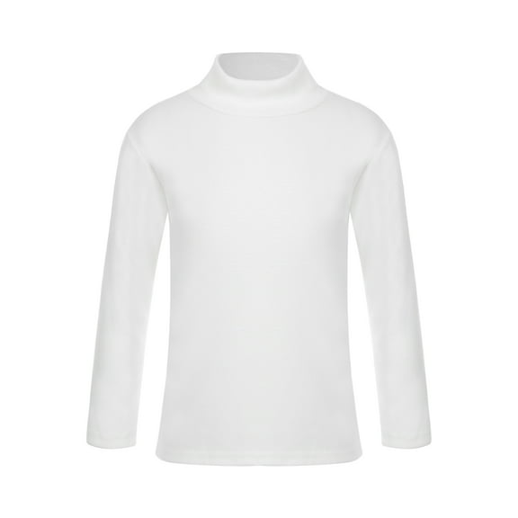 Jelory Kids Boys Girls Thermal Underwear Tops Turtleneck Solid Color T-Shirts Long Sleeve Base Layer White 130