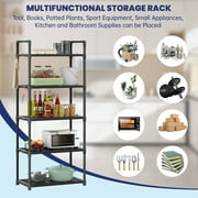 GPED 5-Tier Plastic Storage Shelves, 57 Garage Rack Storage Organizer, Multipurpose Shelf for Home, Basement, Utility Room, 10.6D x 20W x 57H, Black