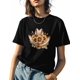 thumbnail image 1 of Womens Tops Cowboy Hat Sunflower Cotton Short Sleeve Round Neck T-Shirt Trendy Comfortable, Vintage Floral, 1 of 7