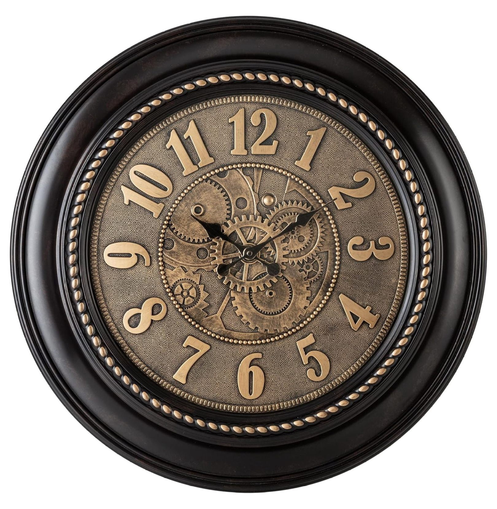 Rodalben Giant Decorative Light-Weight 24-inch Wall Clock Silent, Non-Ticking, 3-D Aluminum Dial, Easy-to-Read, Quartz Battery Operated, Glass Face Cover Bronze