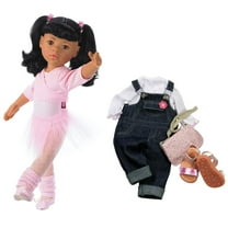 Gotz Hannah at The Ballet - 19.5" Asian Poseable Doll with Extra Outfit (Denim Overalls, Shirt & Sandals) and Long Black Hair to Wash & Style