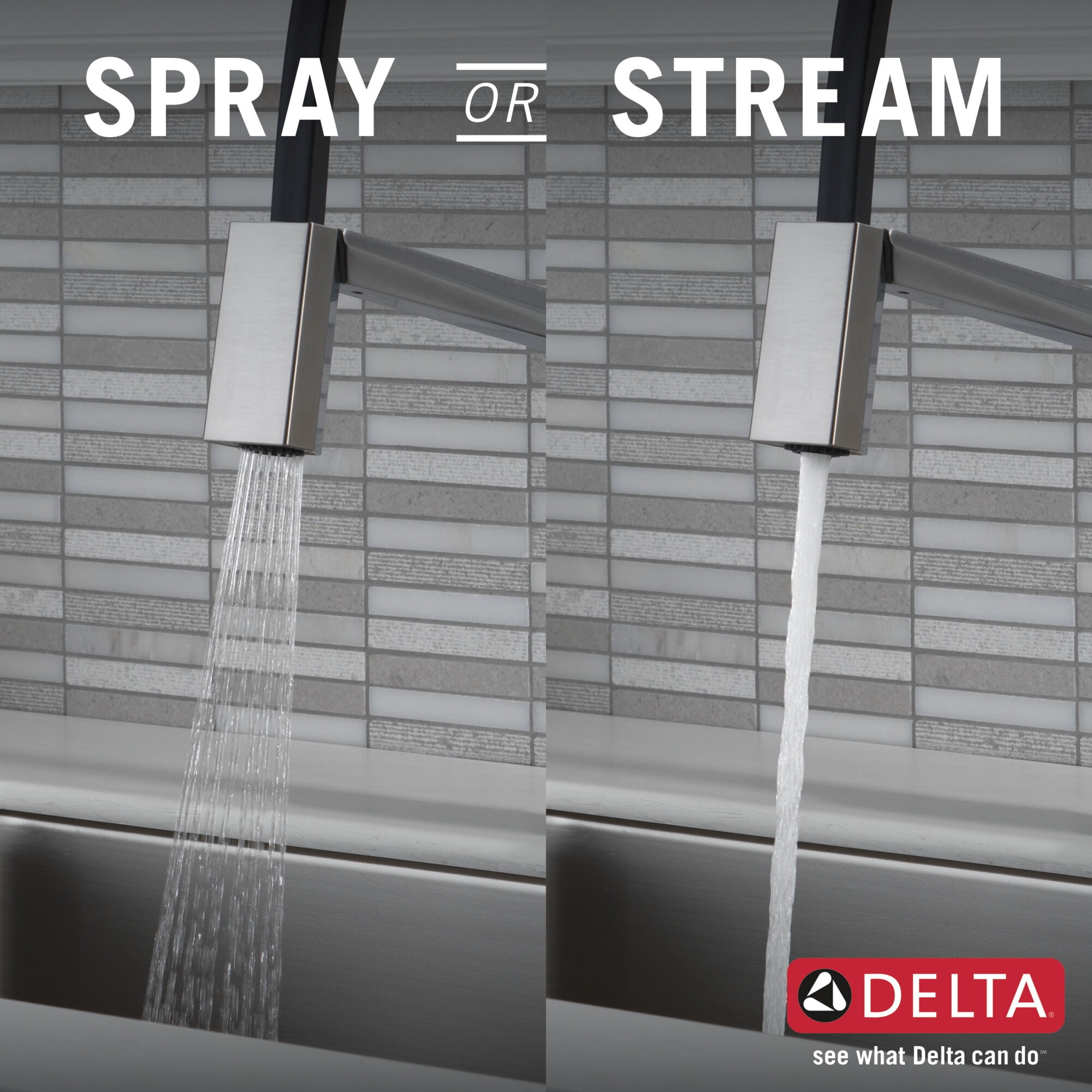 Delta Pivotal™ Single Handle Exposed Hose Kitchen Faucet with Touch2O Technology