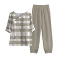 thumbnail image 2 of Ensembles de Détente d'Été pour Femmes Ensemble de Détente Imprimé Manches Courtes Demi-Manches Col Rond Haut Court + Pantalon Décontracté Ensemble Deux Pièces Grande Taille en Liquidation, 2 of 5