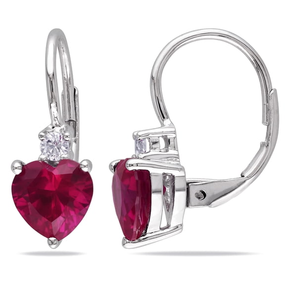 Everly Women's 3 3/8ct TGW Created Ruby & Created White Sapphire Sterling Silver Leverback Earrings