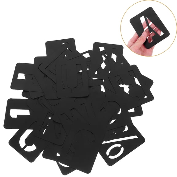 Pretyzoom 42Pcs Sturdy Black Alphabet and Number Stencils for Painting on Wood and Walls