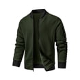 thumbnail image 3 of Colsmile Men's Waffle Knit Bomber Jacket, Lightweight Full Zip Varsity Baseball Coat with Pockets for Spring Fall,Armygreen L, 3 of 9