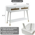 thumbnail image 2 of JYED White Mid Century Modern Console Table, Narrow Wood Entryway Table with 2 Storage Drawers and Open Shelf, Farmhouse Entry Tables for Entryway, Front Hall, Hallway, Living Room, 2 of 7