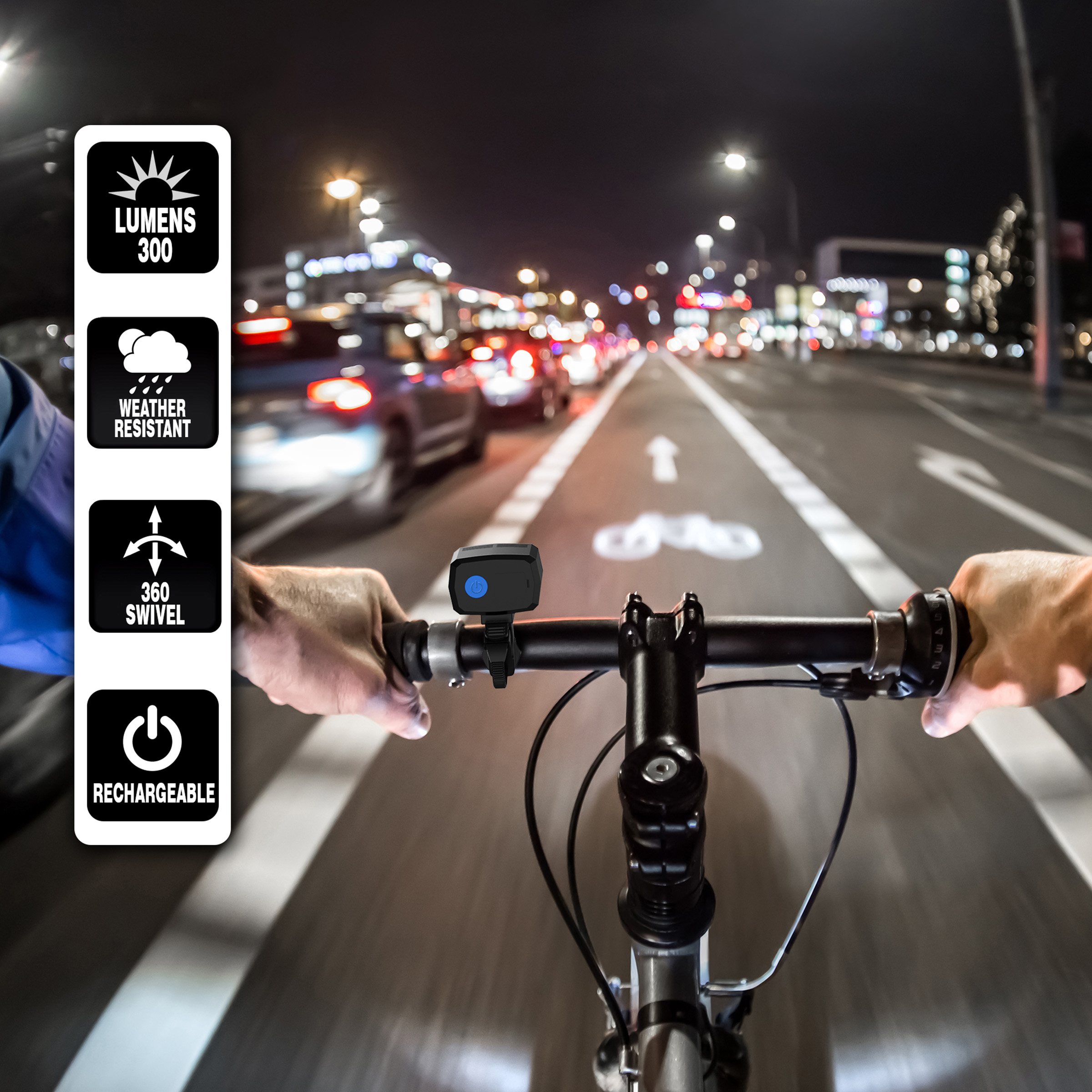 Bike Light-LED Front Bicycle Headlight-Bright USB Rechargeable Handlebar Lamp, 360° Mobility, Detachable, Compact for Road Safety by Wakeman Outdoors