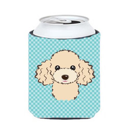 

Checkerboard Blue Buff Poodle Can Or Bottle Hugger 12 Oz.