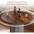 thumbnail image 5 of Finmind 39.4" Round Bar Table, Wood Bistro Pub Table with Metal Ring Footrest, Brown & Gray, 5 of 7