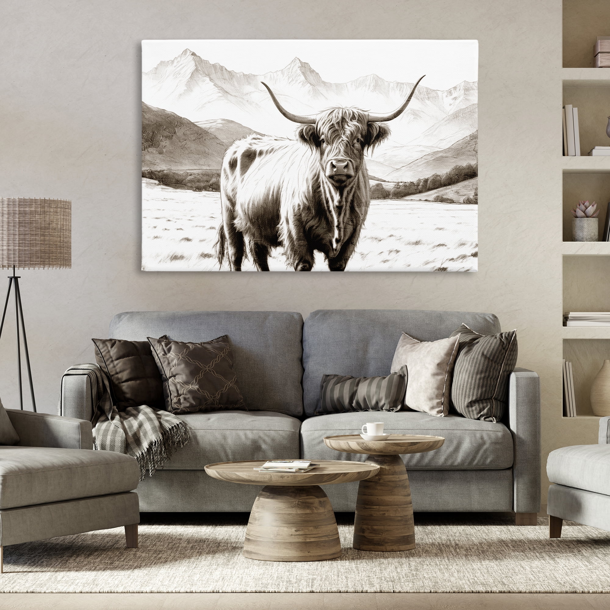 Stupell Industries Highland Sepia Sketch Canvas Wall Art, design by Kim Allen