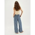 thumbnail image 6 of Women'S Striped Pants High Waist Wide Leg Cotton and Linen Fashion Beach Elastic Waist Casual Flowing Pants Blue S, 6 of 7